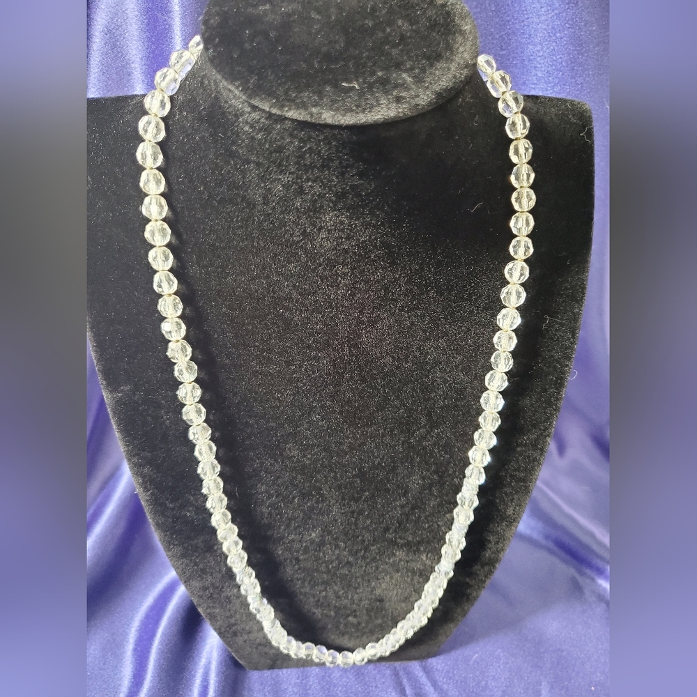 Miriam Haskell clear beaded necklace.  Signed